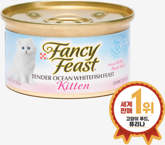 팬시피스트 키튼 텐더 고양이 주식캔, 흰살생선, 85g, 12개