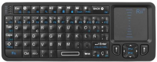 Rii K06 미니 블루투스 무선 백라이트 키보드 2.4GHz IR 학습 터치패드 포함 안드로이드 TV 박스 맥 노트북 윈도우, 3) Spanish, 없음, 접이식, 없음