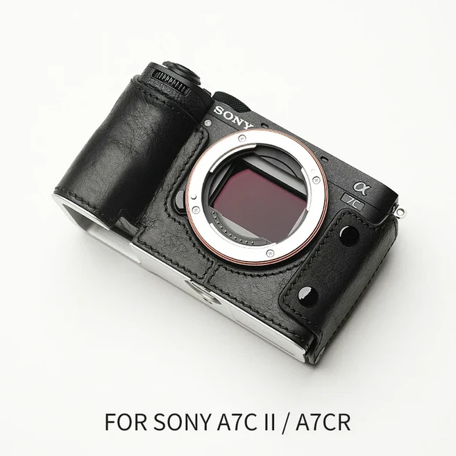 Mr.Stone 소니 A7C2 카메라 케이스 커버 a7C Ⅱ I 보호 수제 천연 가죽 가방 액세서리, 19 Black
