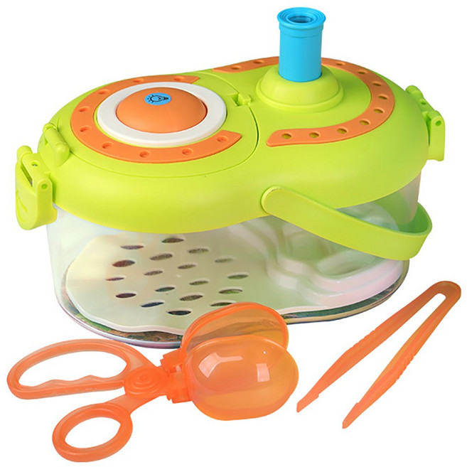 불빛 라이트 곤충 채집통 핀셋 스쿠퍼집게 세트 어린이 자연 관찰경 확대경, 1세트