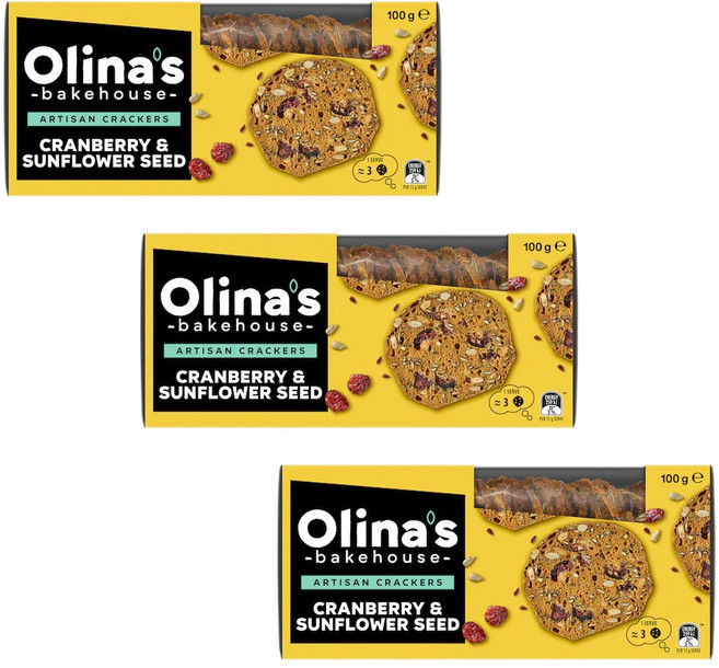 올리나스 크랜베리 해바라기씨 크래커 100gx2개 Olinas Cracker Cranberry Sunflower Seed, 100g, 3개