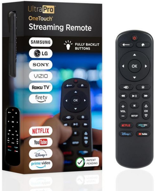 울트라프로 원터치 범용 리모컨 삼성 TV용 LG 스마트 TV용 범용 리모컨 Roku 리모컨 교체용 비지오 소니 백라이트 블랙 837