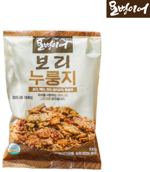 김선애 오병이어 뚱딴지 보리 누룽지 홈쇼핑 귀리 백미 건강간식 식사대용, 1세트(15봉x100g), 15개
