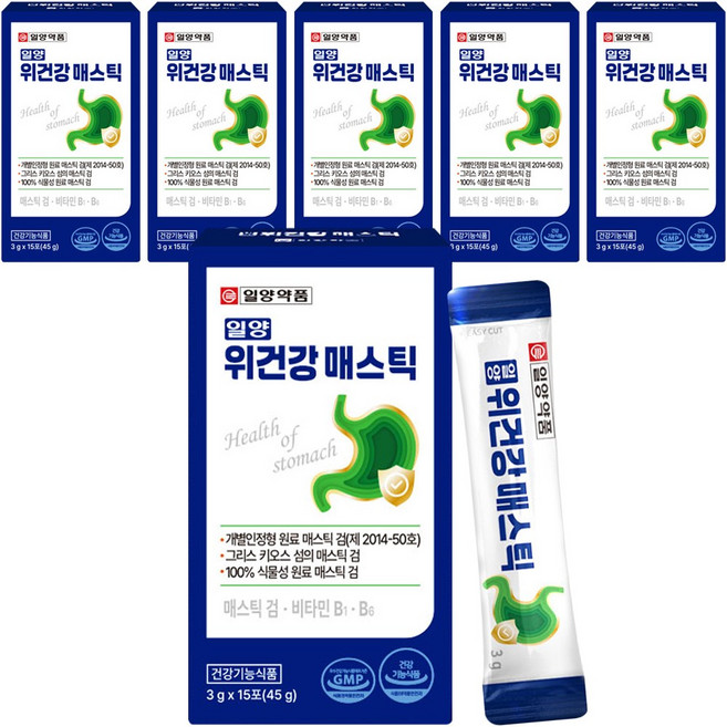 일양약품 정품 일양 위건강 매스틱 검 분말 스틱, 6개, 45g