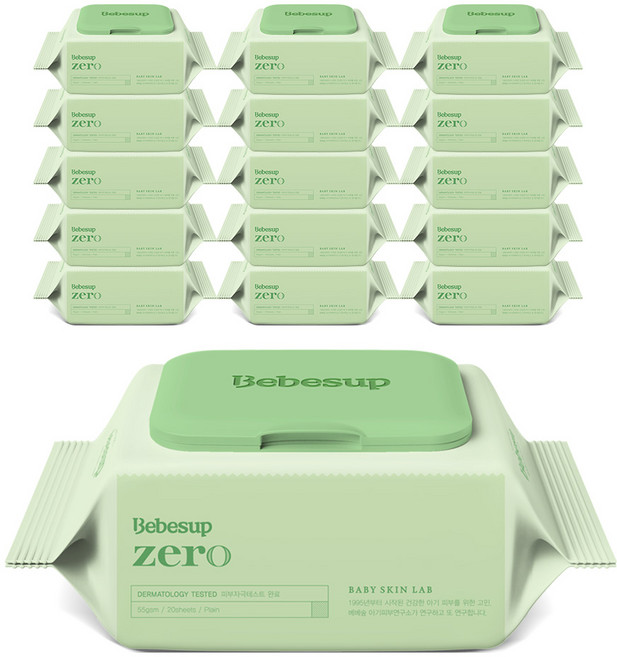 베베숲 저자극 제로 물티슈 캡형, 55g, 20개입, 16개