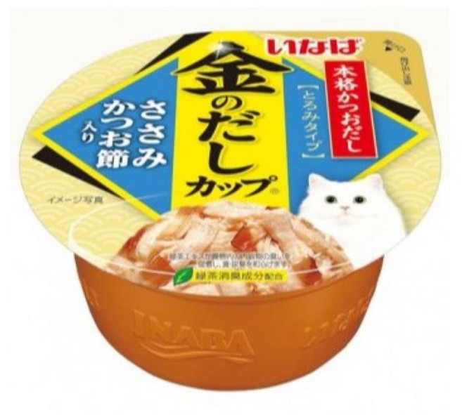 고양이 츄르간식 이나바 츄르 금빛육수컵 모음, 혼합맛(닭가슴살/가츠오부시), 70g, 1개