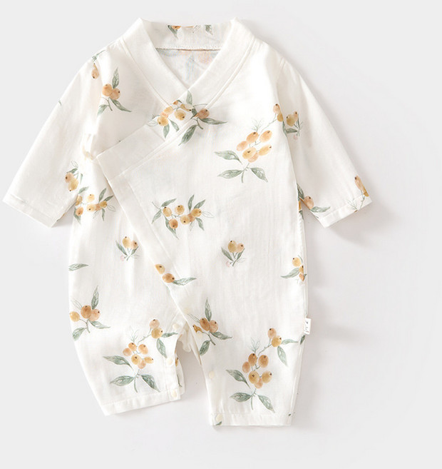 DIU 嬰兒紗布連體衣寶寶夏款爬服長袖竹纖維哈衣兒童夏季空調服新生兒