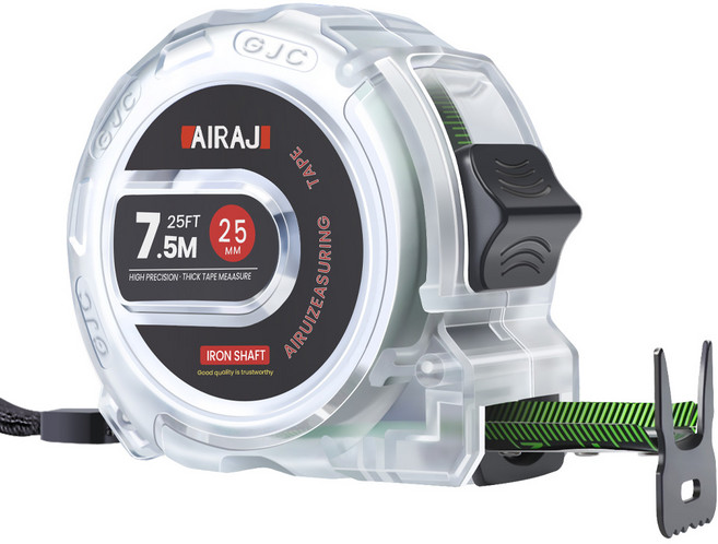 AIRAJ 자동 잠금 0.1mm 고정밀 줄자 3m/5m/7.5m 넓고 두꺼운 설계 산업용/건축/DIY용, 5m*25mm