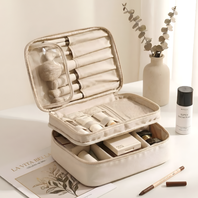 르벳 프리미엄 3단 대용량 화장품 파우치 여행용 메이크업 가방