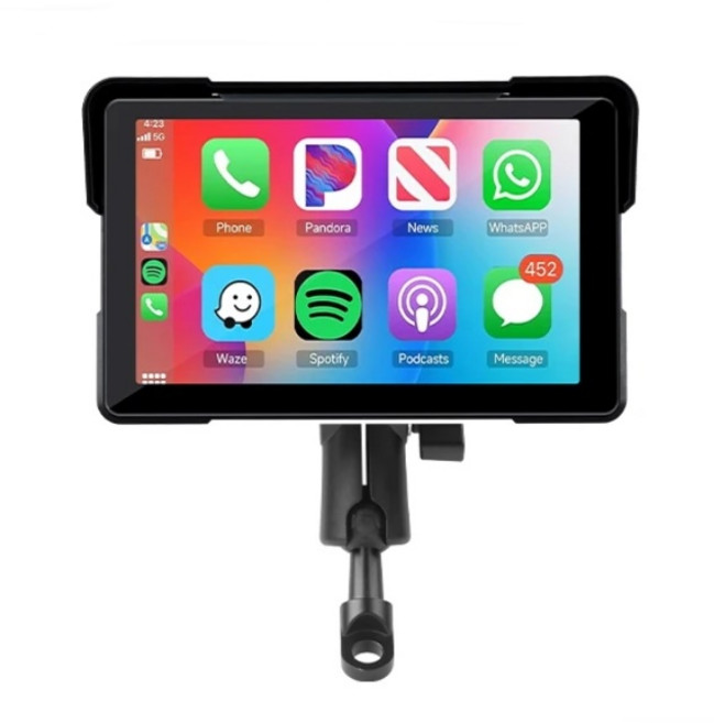 Snubi 7인치 오토바이 카플레이 네비게이션 안드로이드 오토 미러링 듀얼 블루투스 통화 음악 2채널 카메라, 기본 패키지