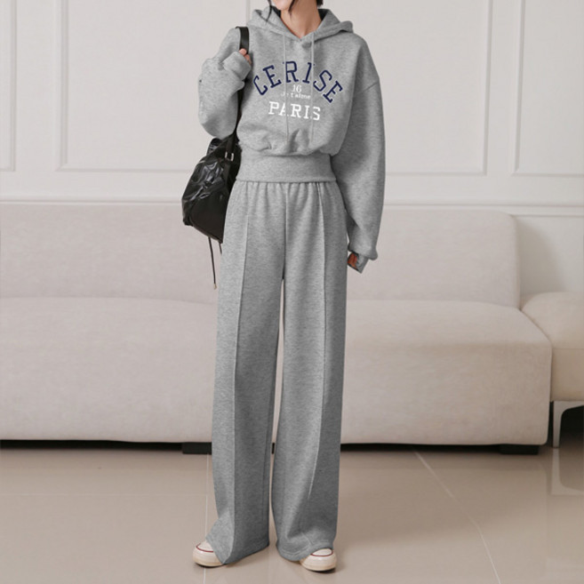 마이쏭 여성 쥬뗌후드와이드팬츠세트(기모)