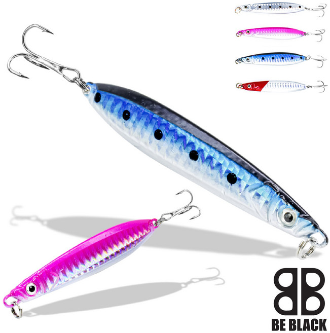 다용도 홀로그램 메탈지그 4개 루어 세트 크롬지그 5g 7g 10g 14g 17g 25g 30g 트레블 훅 메탈, 1세트, 컬러4종