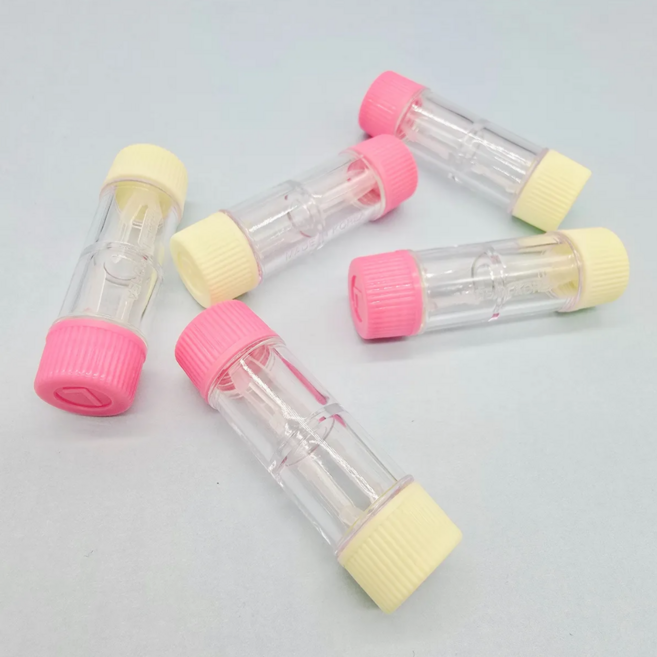 퀸즈아이 드림렌즈케이스 하드렌즈통, 5개, 피치핑크-아이보리