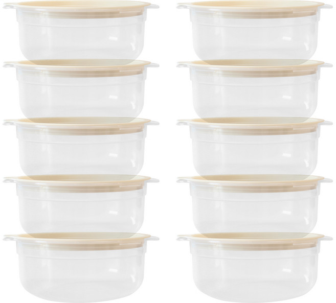 토마톰스 냉동밥 전자레인지 뚜껑 용기 600ml, 크림, 10개