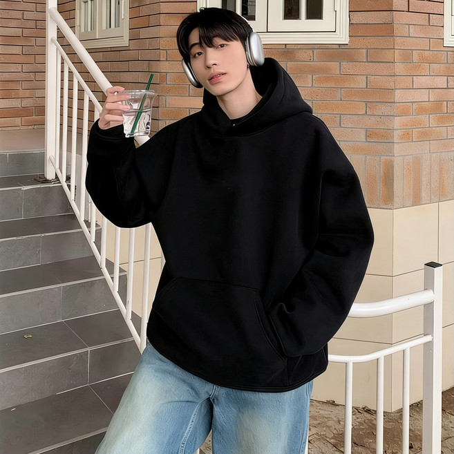 ANYOU 남성 베이직룩 빅사이즈 후드티 루즈핏 아우터