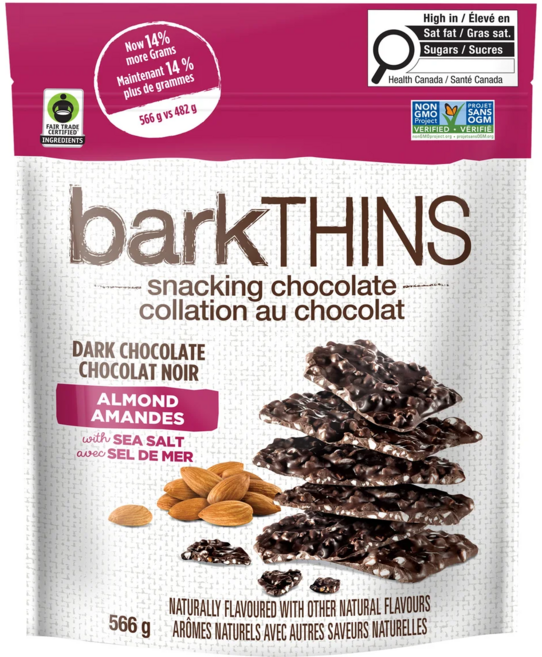 바크씬 Barkthins 다크 초콜릿 아몬드 & 씨솔트 스낵 566g 캐나다 코스트코, 1개