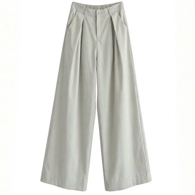 메리앤유 뒷밴딩 핀턱 세미 와이드 스판 슬랙스 데일리 팬츠