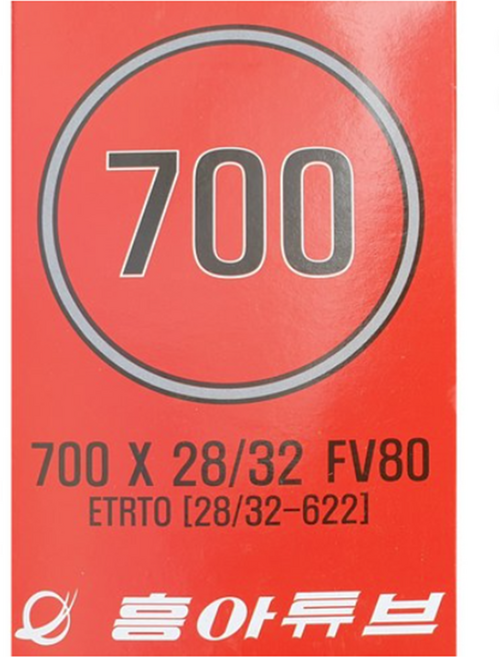 1+1 흥아 700x28c FV 80mm 로드 하이브리드 자전거 튜브 프레스타, 2개