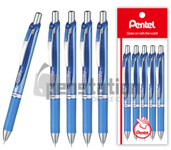 Pentel 에너겔 노크식 니들팁 볼펜 BLN75 0.5mm 블루 5개/레드 5개 세트, BLN75-C 0.5mm 블루 5개 세트