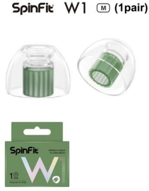 SpinFit W1 실리콘 이어팁 이어팁 이어폰용 특허 받은 의료용 더블 W형 튜브 코어 직경 56mm 깍지, 3) W1M 1pair
