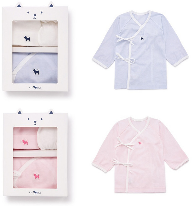 [AK플라자] [블루독베이비] 배내저고리 3종세트(BL PK)45170-000-06, 핑크, FREE