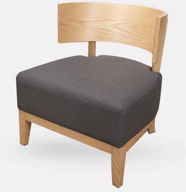 光悅制作 S-27 喬伊單人沙發 北歐日式實木 餐廳商用, 原木灰皮