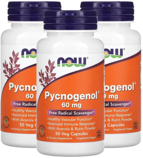 나우푸드 피크노제놀 소나무 껍질 프로안토시아니딘 Pycnogenol 60mg 50캡슐 3개