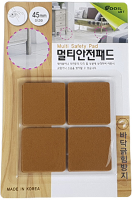 우일 멀티 안전펠트 바닥보호대 사각 45 생활용품 > 생활잡화 기타생활용품 의자캡/소음방지패드, 1, 1개