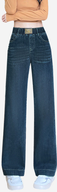 빅사이즈 밴딩팬츠 여성 세미와이드 스트레이트핏청바지