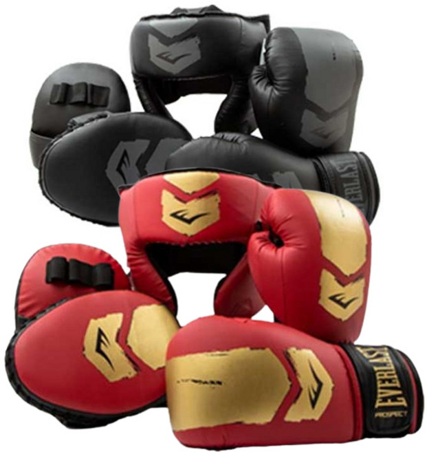 에버라스트 프로스펙트2 아동 주니어 복싱 3종 세트 (헤드기어 미트 글러브), 레드골드