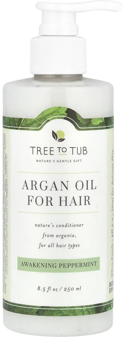 Tree To Tub 아르간 오일 모이스처라이징 컨디셔너 모든 모발 유형 및 건성 두피용 실리콘 및 황산염 무함유 페퍼민트 250ml (8.5 fl oz), TreeToTub아르간오일모이스처라이징컨디셔너모든모발유, 1개 - 쿠팡