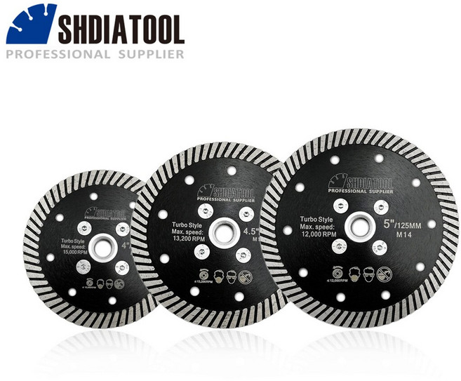 SHDIATOOL 1 PC 다이아몬드 톱 블레이드 커팅 디스크 핫 프레스 좁은 M14 나사 직경 105/115/125mm 터빈 화강암 대리석 콘크리트, 125mm