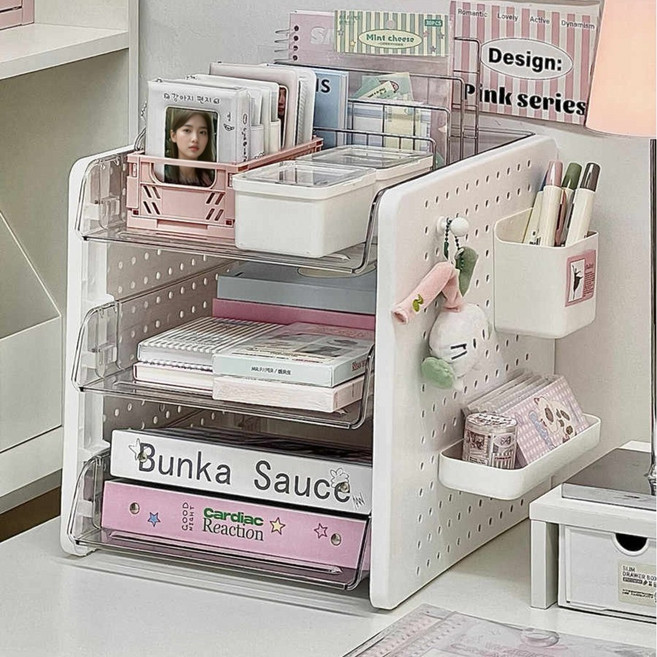 미우리빙 타공판 A4 서류 정리함, 3단