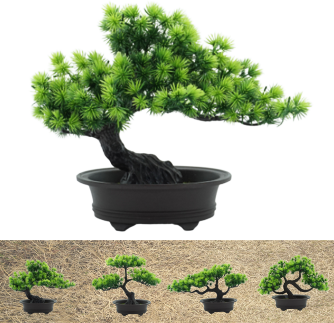 인조 소나무 분재 미니 모형 가짜 화분 나무 인테리어 소품, 1개, 1번소나무색