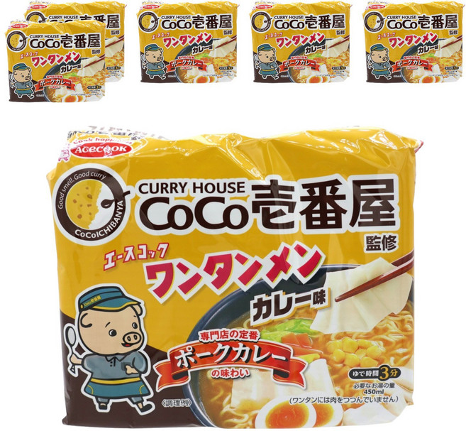 AceCOOK 咖哩風味餛飩泡麵 5入組 475g, 6袋