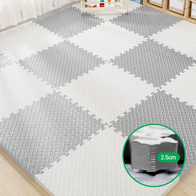 레디보드 층간소음 미끄럼방지 두꺼운 퍼즐매트 EVA 30 x 30cm 16개입, 1세트, 화이트+그레이