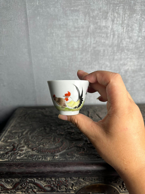 江西瓷業公司 純手繪雞圖案 /大吉大利/ 主人杯 (約1940-1950年代), 商品主圖, 1個