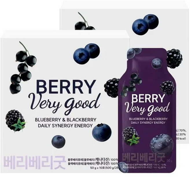베리베리굿 켈리베리 블랙베리+블루베리 50gX10포X2박스, 50g