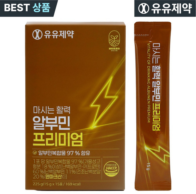유유제약 마시는 활력 알부민 프리미엄, 15g, 15개
