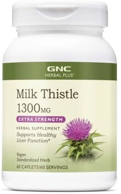 GNC 밀크 씨슬 1300mg 엑스트라 스트렝스 캐플렛, 60정, 1개