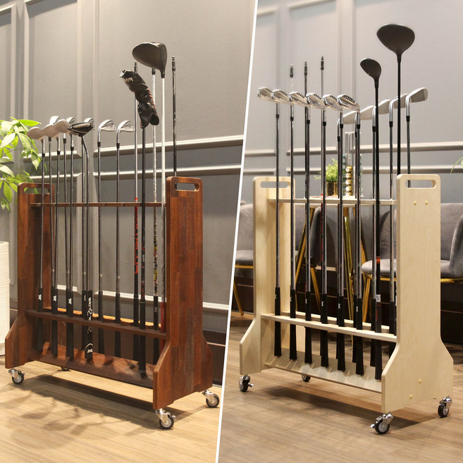 원목 골프채 거치대 / 골프 클럽 진열대 / 아이언 홀더 / 무료각인, FG-02 (멀바우원목/바퀴X)