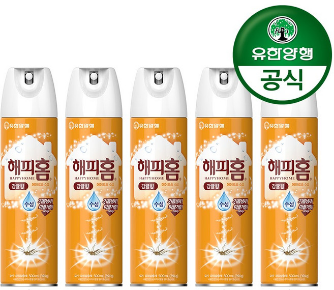 해피홈 모기약 수성 에어로솔 감귤향 500mL, 5개