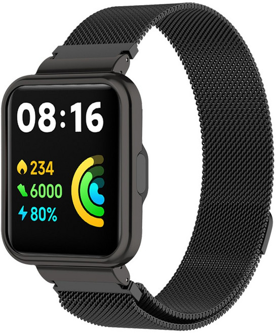 더조은셀러 샤오미 레드미 미워치2 라이트 시계줄 케이스 일체형 밀레니즈, 미워치2 라이트 - 블랙