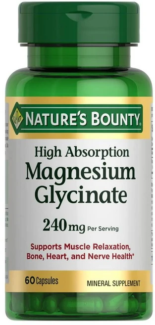 미국 네이처스바운티 Nature's Bounty Magnesium Glycinate 마그네슘 글리시네이트 서플먼트 240mg 캡슐, 3개, 60정 - 쿠팡