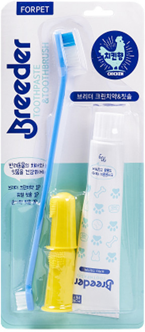 브리더 크린치약+칫솔 강아지 치약칫솔세트, 1개
