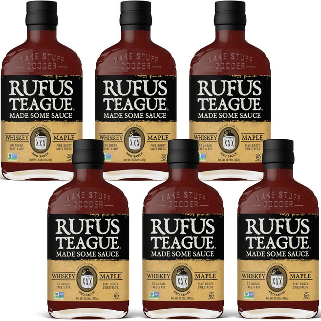 루퍼스 티그 - 위스키 메이플 BBQ 소스 - 프리미엄 바비 Rufus Teague Whiskey Maple BBQ Sauce 6 Pack Premium Barbecue Sau, 16 Fl Oz (6팩)