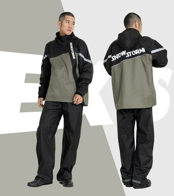 SNOWSTORMI 斜開兩件式機車雨衣, 香檳/黑,2XL