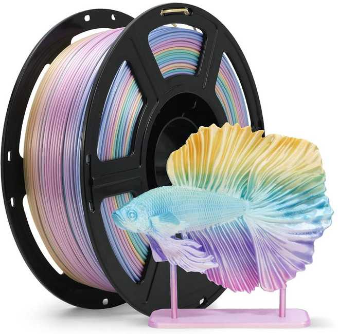 플래시포지 실크 듀얼 컬러 필라멘트 /- 색상 치수 스풀 변경 공압출 PLA + 2 0.02mm in 정확도 핑크와 3D 1 1kg(2.2파운드) 1.75mm 필라멘트 옐로우, Pastel Dream