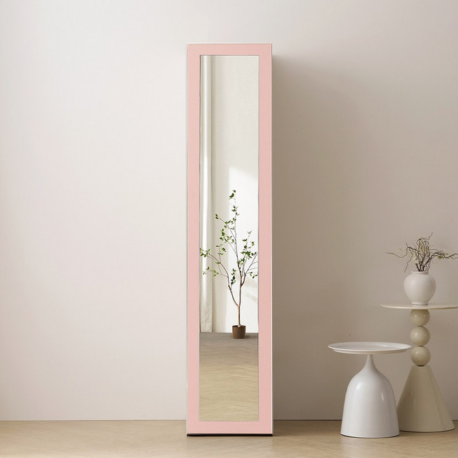 바로방가구 이븐 터치 빅수납 틈새 400 전신거울 옷장 드레스룸 시스템장, (옷장형) 핑크