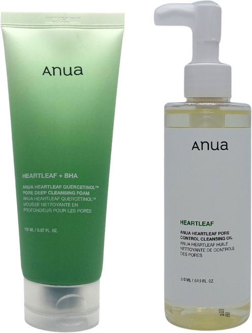 본사출고 I 아누아 피지모공 더블 클렌징 세트 I 쿼세티놀 클렌징폼 + 포어 컨트롤 클렌징 오일 I 기획 클렌징 세트 I 최신제조 +본사출고, 1개, 350ml